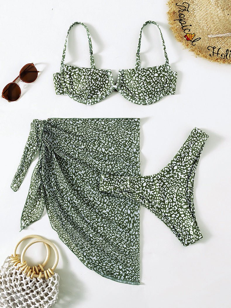 Three - piece Floral Bikini Beach Dress - Taylor K Shop