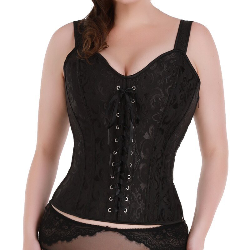 Top Over - bust Waist Trainer Corset Vest Satin Gothic Corselet Lace Up Cropped - Taylor K Shop