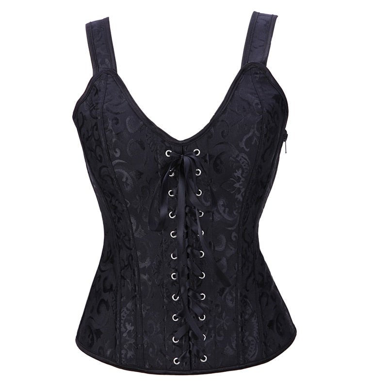Top Over - bust Waist Trainer Corset Vest Satin Gothic Corselet Lace Up Cropped - Taylor K Shop