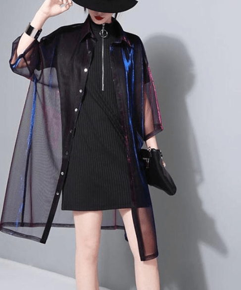Transparent Mesh Laser Blouse - Taylor K Shop
