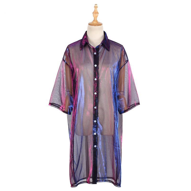 Transparent Mesh Laser Blouse - Taylor K Shop