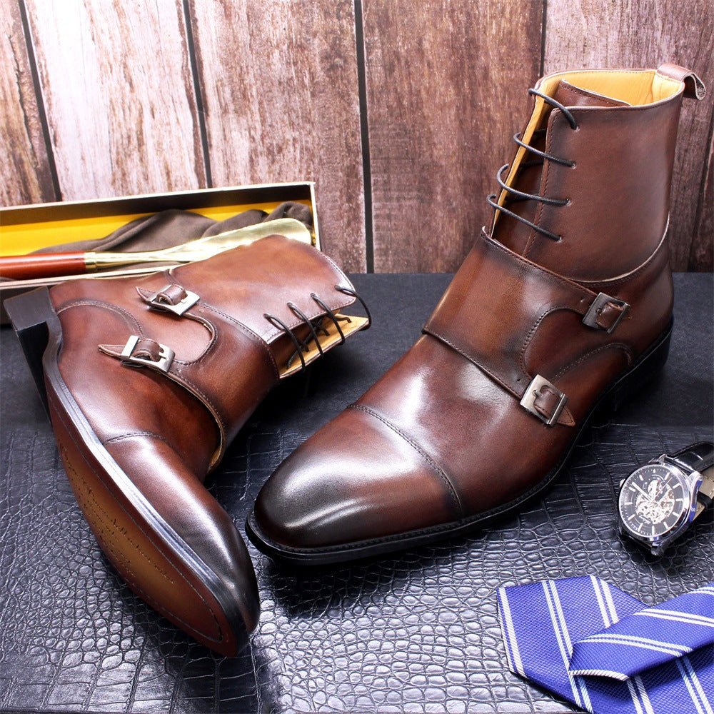 Trendy Top Layer Cowhide High Top Mens Boots - Taylor K Shop