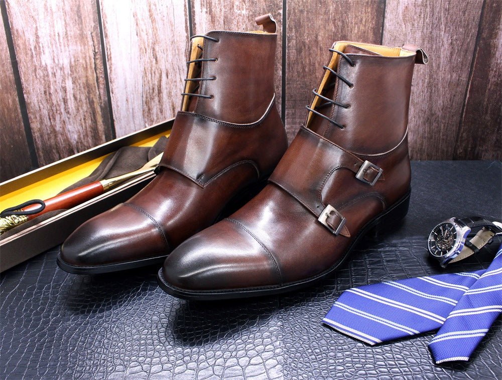 Trendy Top Layer Cowhide High Top Mens Boots - Taylor K Shop