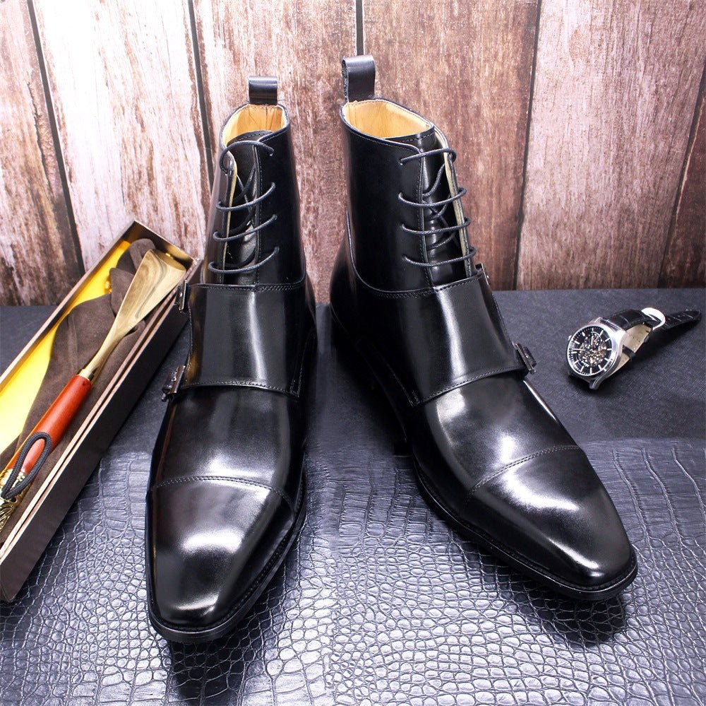 Trendy Top Layer Cowhide High Top Mens Boots - Taylor K Shop