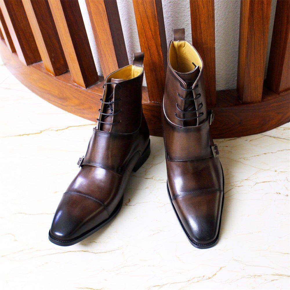 Trendy Top Layer Cowhide High Top Mens Boots - Taylor K Shop