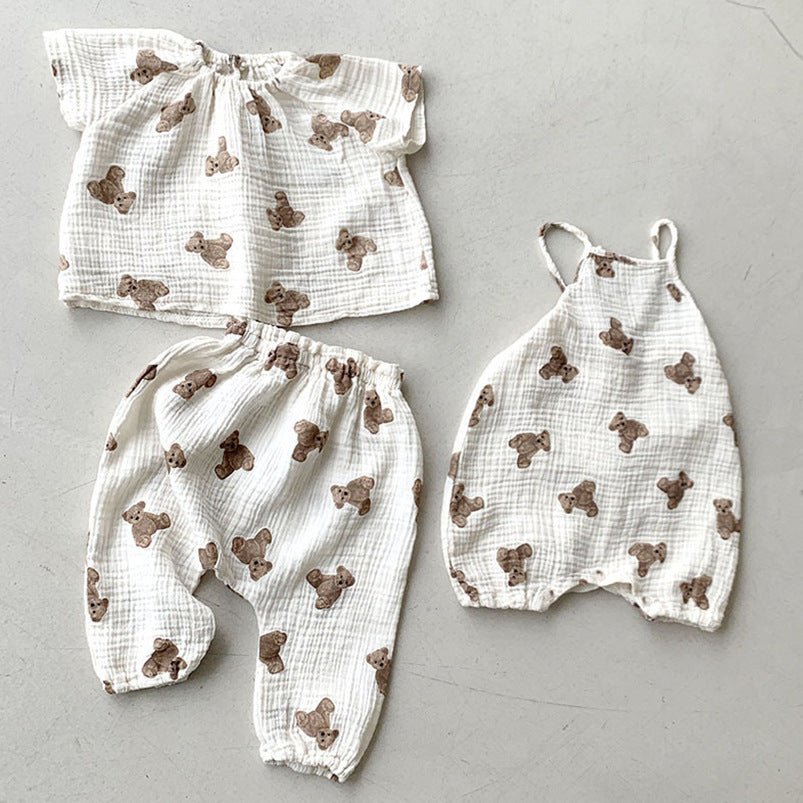 Two Piece Summer Short Sleeved Blouse And Overalls - Taylor K Shop