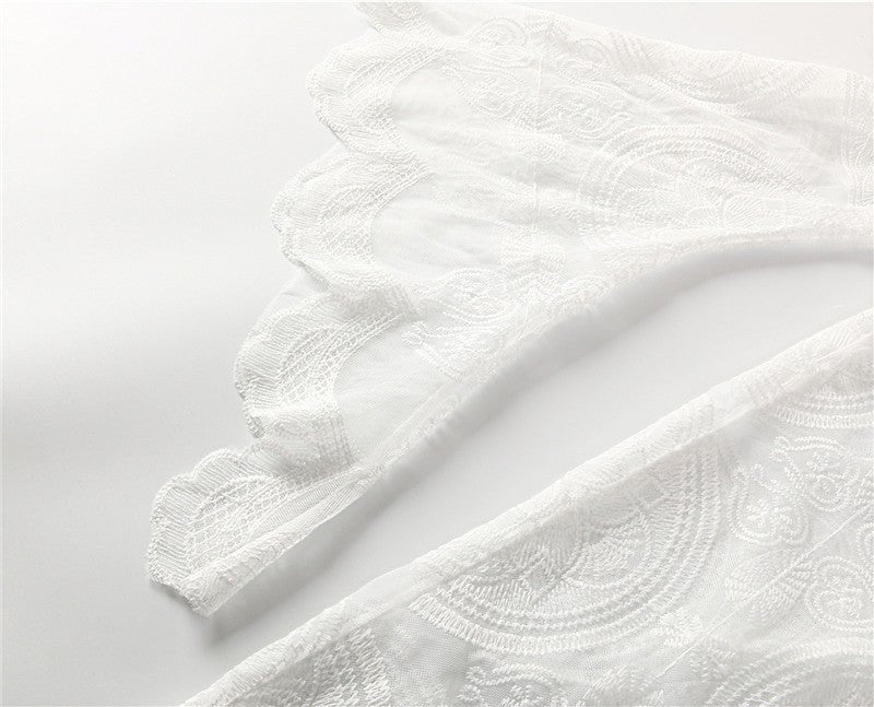 White Hollow Lace Sexy Bikini Jacket Blouse Women's Summer Long - Sleeved - Taylor K Shop