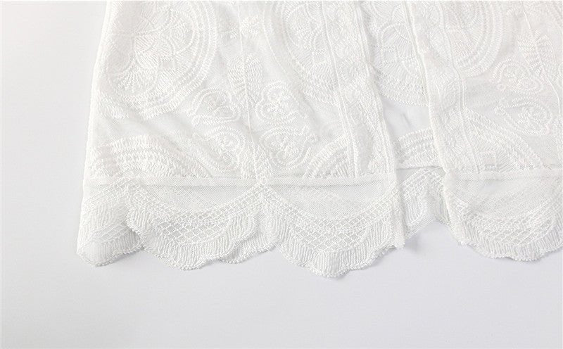 White Hollow Lace Sexy Bikini Jacket Blouse Women's Summer Long - Sleeved - Taylor K Shop