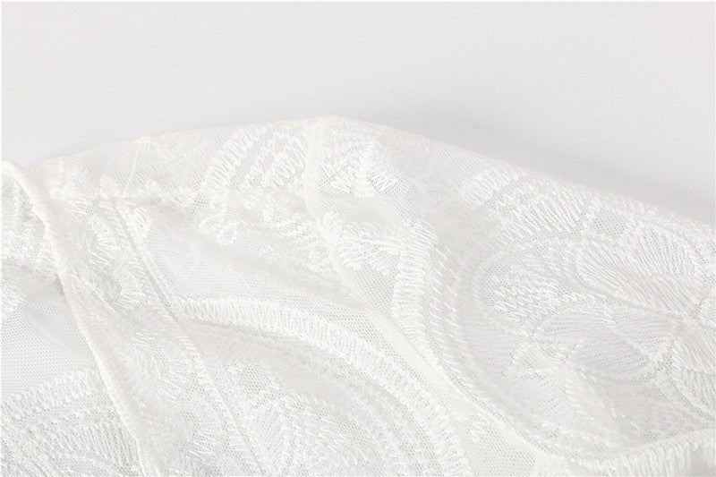 White Hollow Lace Sexy Bikini Jacket Blouse Women's Summer Long - Sleeved - Taylor K Shop