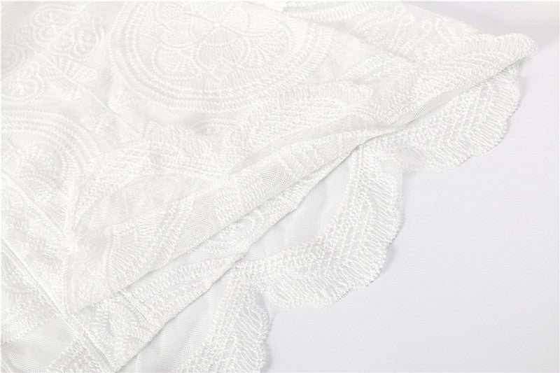 White Hollow Lace Sexy Bikini Jacket Blouse Women's Summer Long - Sleeved - Taylor K Shop