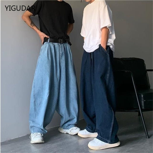 Wide Leg Cargo Pants 2022 Streetwear Baggy Jeans New Spring Autumn Men Korean Fashion Loose Straight Male Brand Clothing Black - Taylor K Shop
