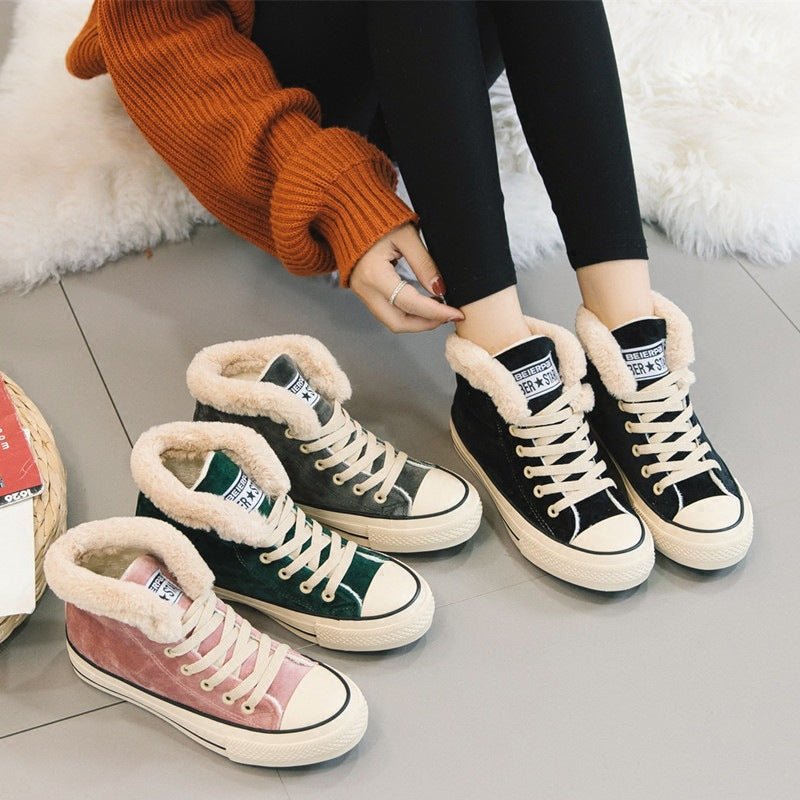 Winter plus velvet shoes women's high - top cotton shoes - Taylor K Shop