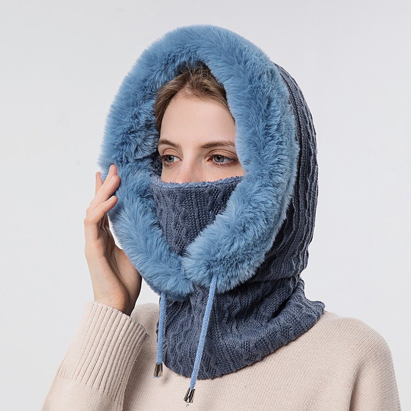 Winter Thick Plush Hat With Scarf Windproof Warm Knit Hats Hooded For Women - Taylor K Shop
