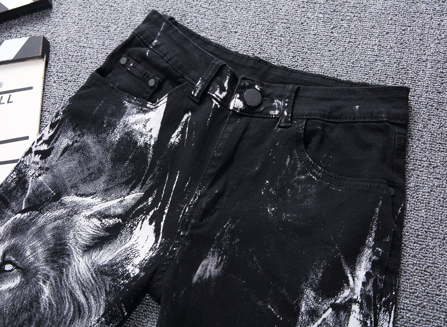 Wolf print jeans - Taylor K Shop