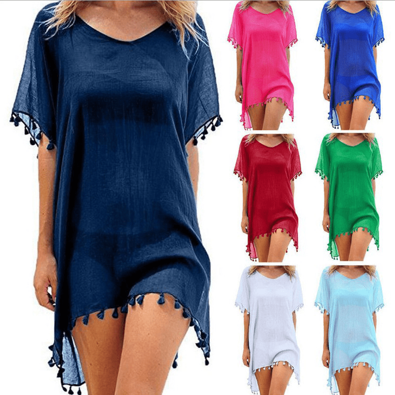 Women Blouses Loose Chiffon Dress Summer Beach Tunic Cover - Up Shirt - Taylor K Shop