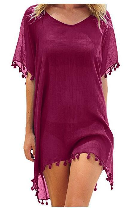 Women Blouses Loose Chiffon Dress Summer Beach Tunic Cover - Up Shirt - Taylor K Shop