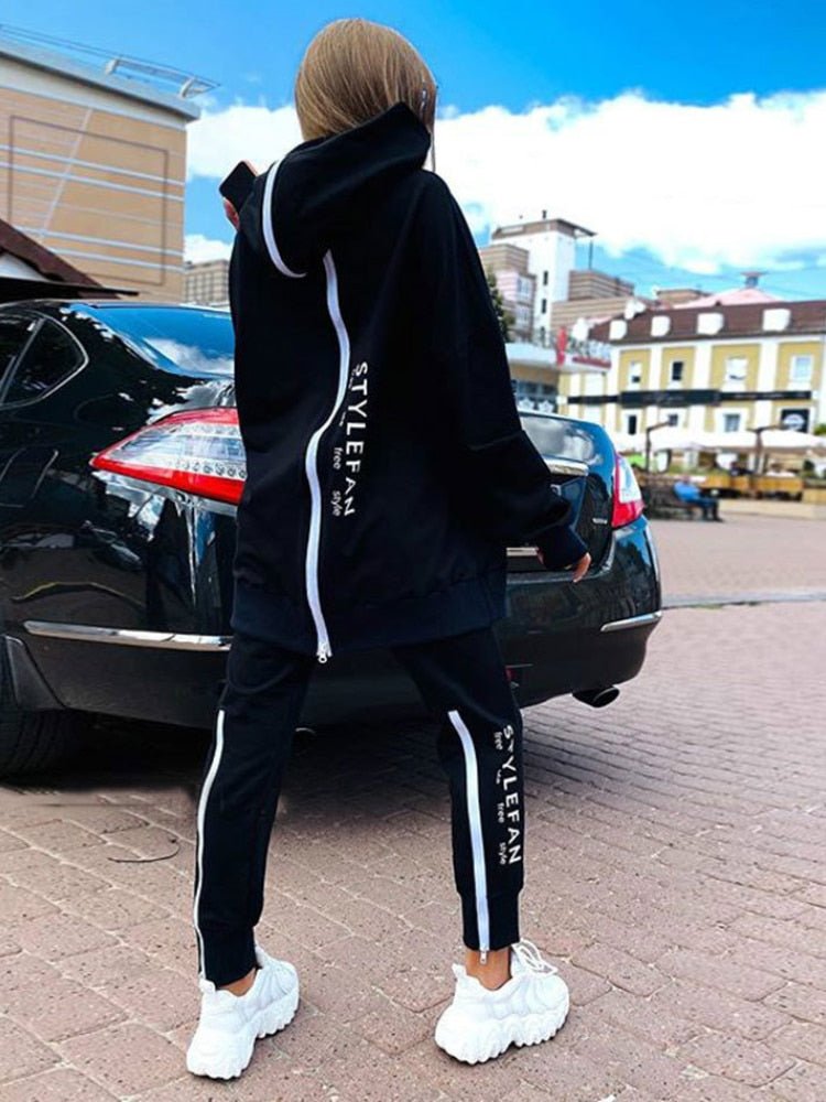 Women Letter Sweatshirts 2Piece Sets Tracksuit Oversized Suit 2022 Autumn Female Korea TrouserPullover Pants Suits Female - Taylor K Shop