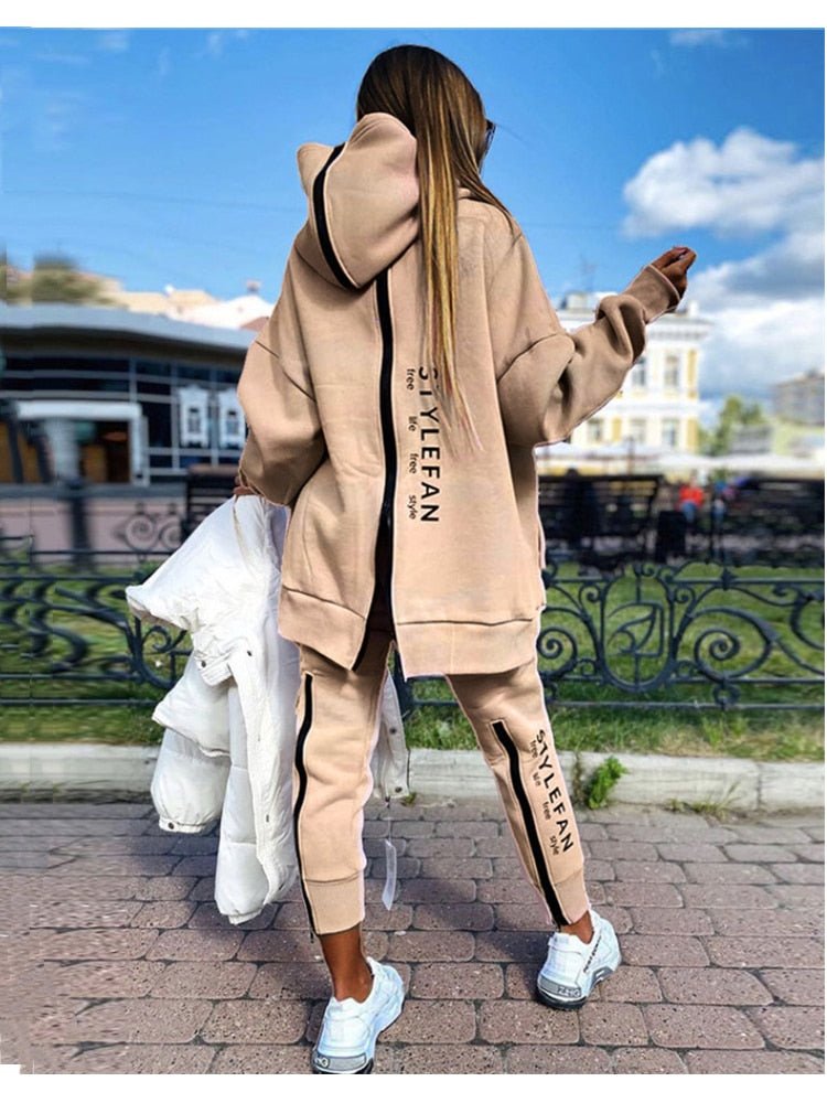 Women Letter Sweatshirts 2Piece Sets Tracksuit Oversized Suit 2022 Autumn Female Korea TrouserPullover Pants Suits Female - Taylor K Shop