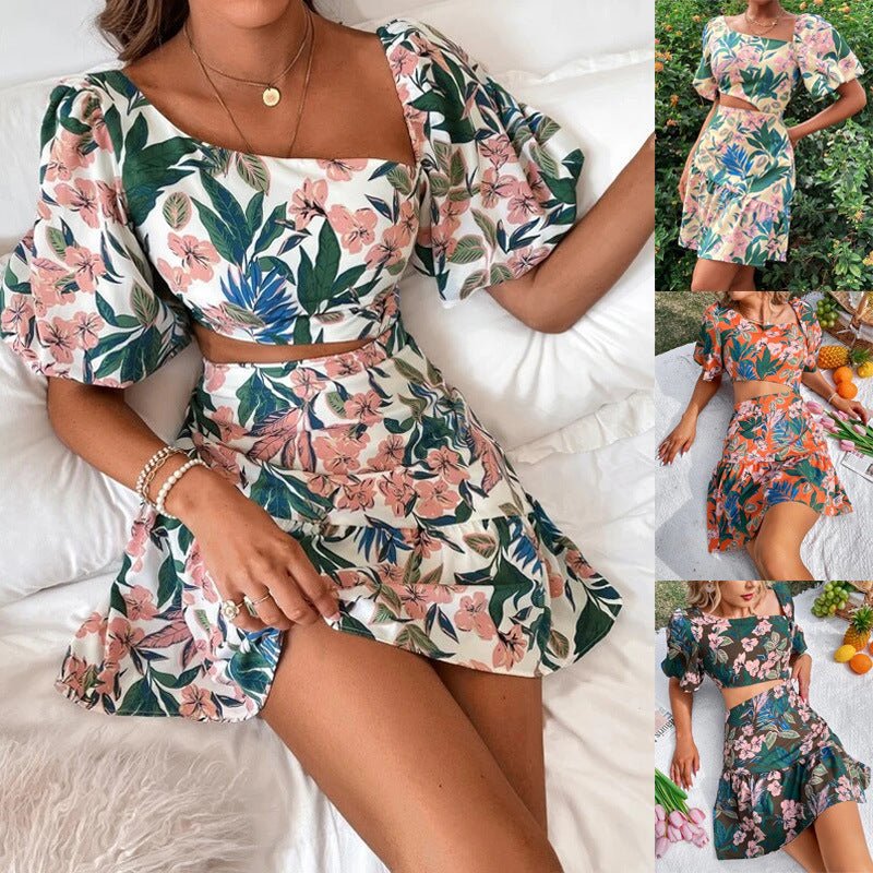Women's Floral Short Sleeve Dress Two Piece Set - Taylor K Shop