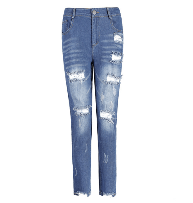 Women's jeans, pierced feet, mid - rise jeans - Taylor K Shop