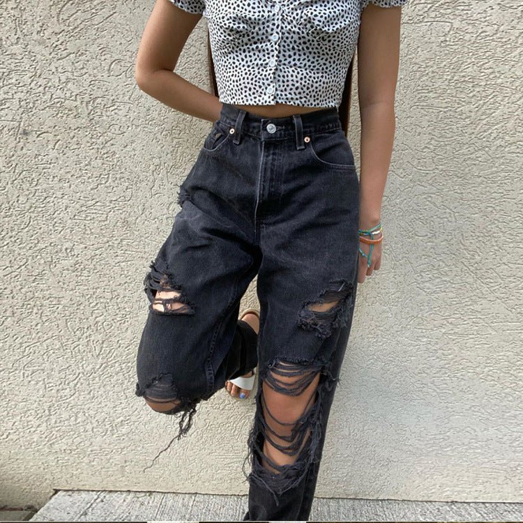 Women's jeans ripped holes are thinner women's jeans - Taylor K Shop