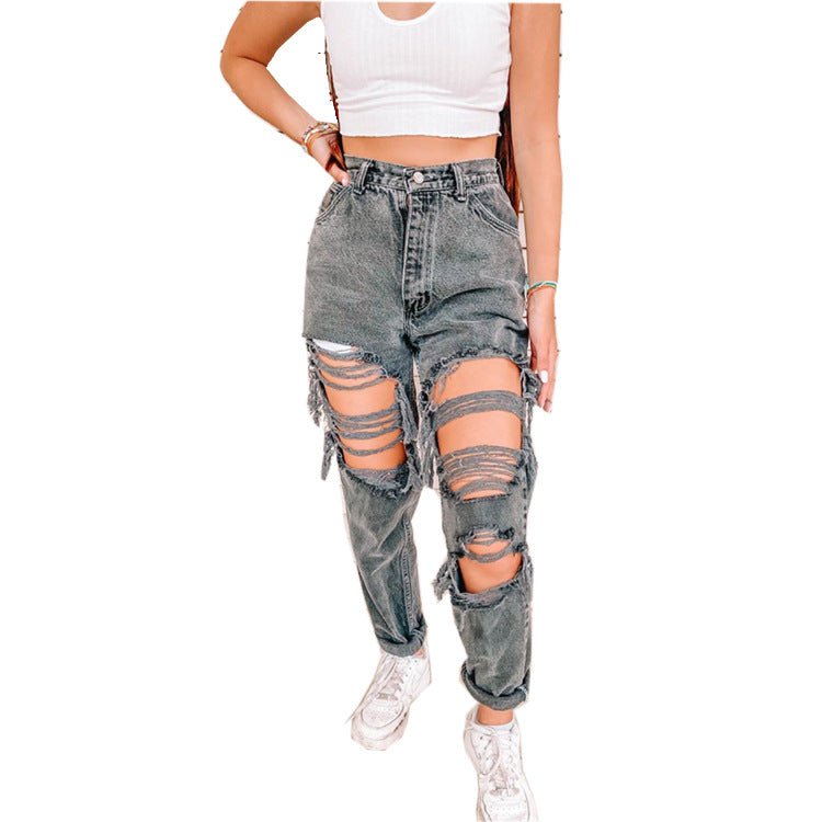 Women's jeans ripped holes are thinner women's jeans - Taylor K Shop