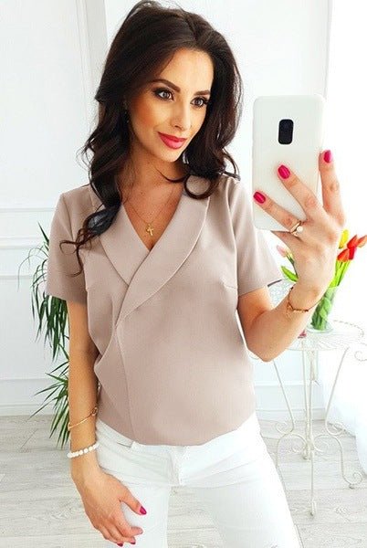 Wrap Short - Sleeve Blouse - Taylor K Shop