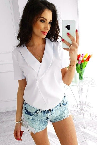Wrap Short - Sleeve Blouse - Taylor K Shop